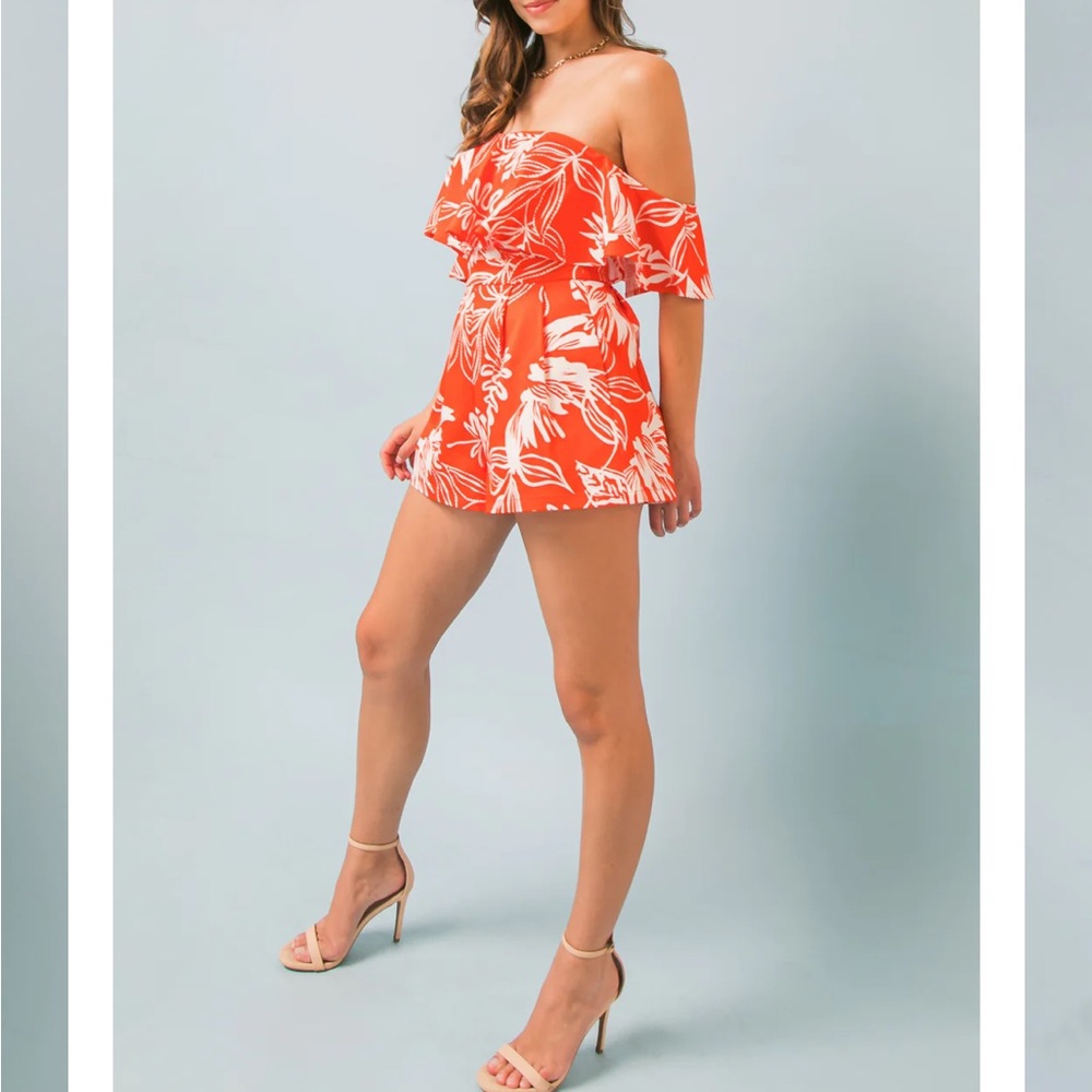 Flying tomato brand bright orange romper with pockets